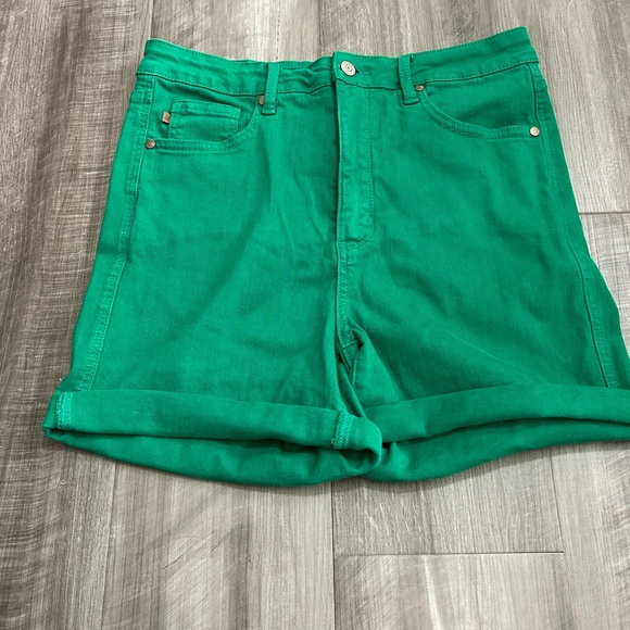 Judy Blue Pants - Judy Blue High-Waist Emerald Green Rolled Hem Shorts